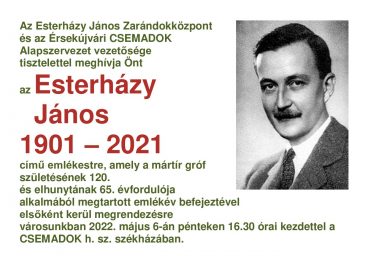Programajánló: Esterházy János 1901 – 2021 emlékest